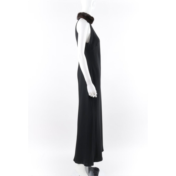 Lauren Ralph Lauren Collection Black Mink Fur Collar Halter Evening Dress Gown - Picture 12 of 16
